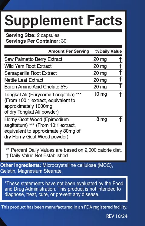 The printed VapoFil Supplement Facts panel from the bottle label
